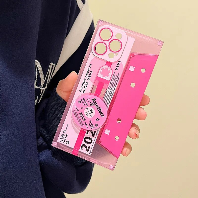 Creativo Retro Rotante CD Cassa Del Telefono Per iphone 14 13 11 12 Pro Max Y2k Hot Divertente Lettera Copertina Morbida Piazza Ragazza Rosa_voghion.com