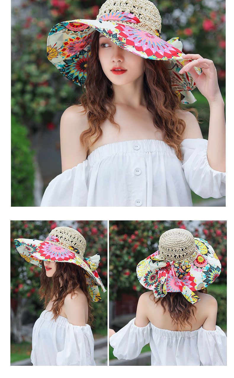 Vielseitiger Strohschutzhut für Damen, breite Krempe, koreanischer Stil, für Urlaub und Reisen, Sonnenschutz_voghion.com