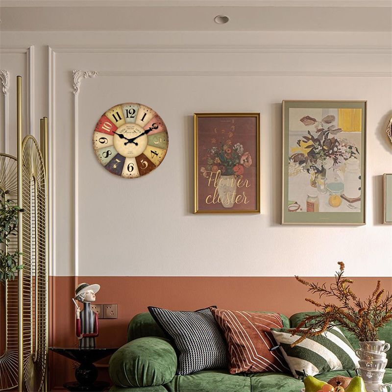 Wooden Retro Wall Clock - Mute Square Home Decor_voghion.com