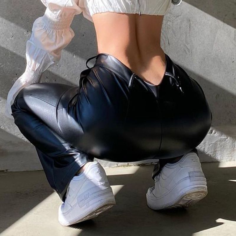 Leather New PU Flared Long Pants Women's Trousers Available_voghion.com