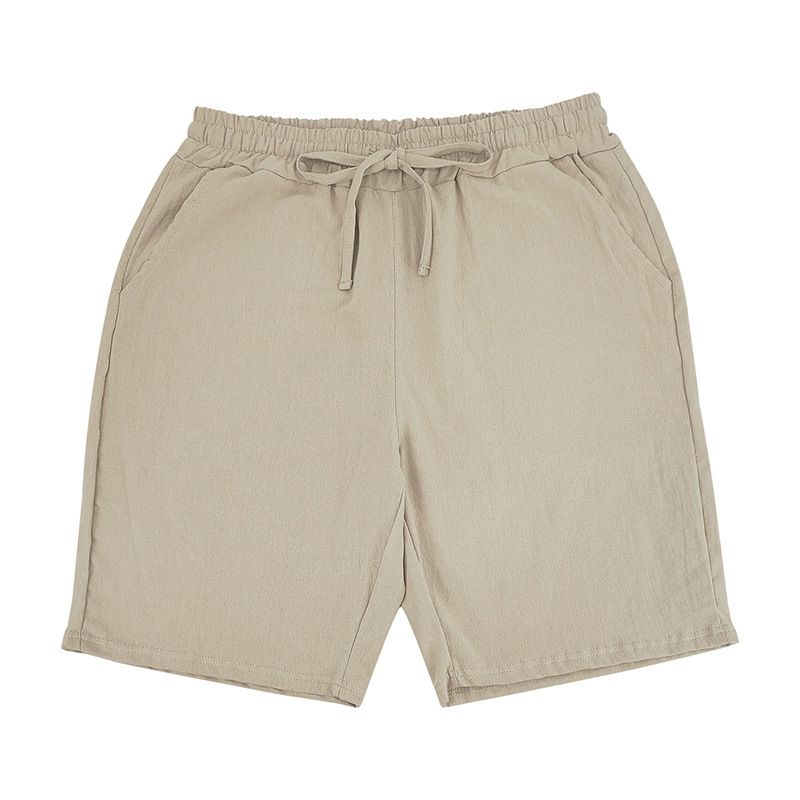 Completo da uomo in lino con camicia e pantaloncini - Completo casual estivo da spiaggia a maniche corte con vestibilità ampia_voghion.com