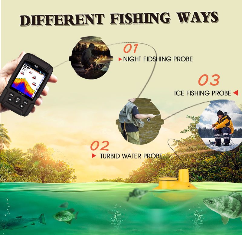 Rilevatore sonar a doppia sonda wireless cablato, pesca in gommone, forniture per attrezzatura da pesca in mare, rilevatore di pesci_voghion.com