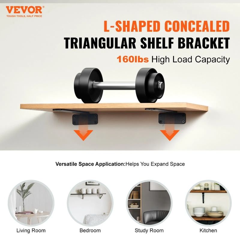 Duty Pcs Shelf Shelf Thick 5mm Bracket Brackets Shelves Shelf Black L 4'W For 1.6'H 8'L Matte 6 Brackets X X Br Heavy Floating_voghion.com
