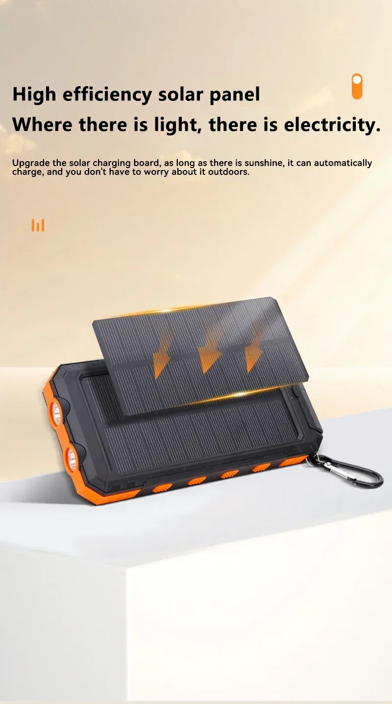 Power Bank solare da 200000 mAh, caricabatterie portatile ad alta capacità compatibile con iOS Android, USB-A e USB-C, ricarica rapida 2025_voghion.com