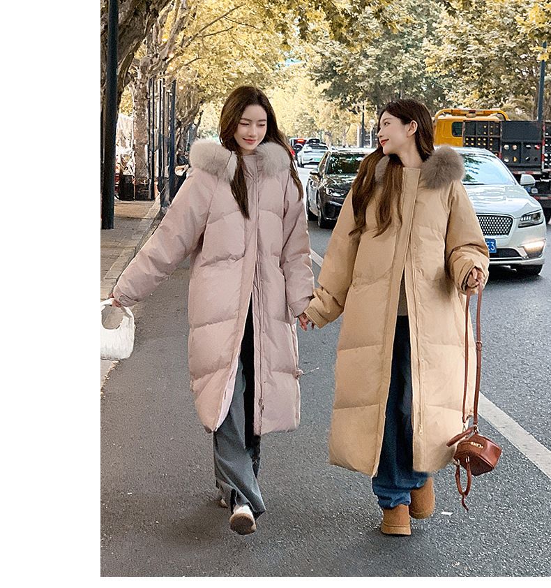 Piumino lungo invernale da donna con cappuccio staccabile in pelliccia sintetica, giacca parka calda oversize per il freddo, poliestere resistente all'acqua_voghion.com