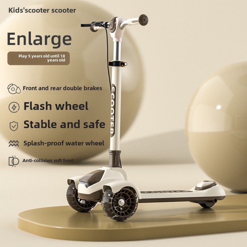 Büyük Çocuklar İçin Scooter Yanıp Sönebilir, Ergen Tek Bacaklı Scooter Üç Tekerlekli Çocuk Katlanabilir Oyuncak Araba_voghion.com