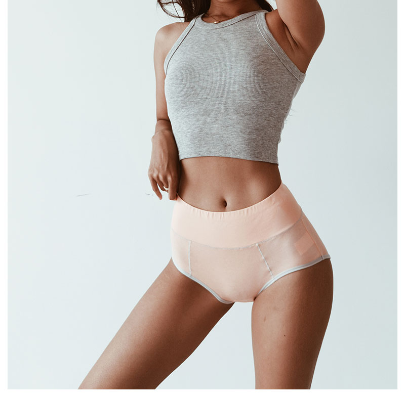 Women's clothing cotton inseam high waist women's cotton sexy and comfortable hip-covering underwear thin belly-control briefs_voghion.com
