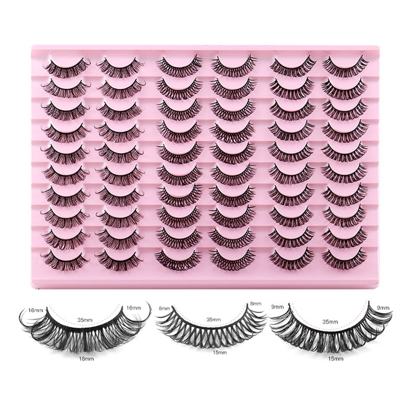 30 pares de cílios postiços 3D cílios postiços volume cílios reutilizáveis longos falsos_voghion.com