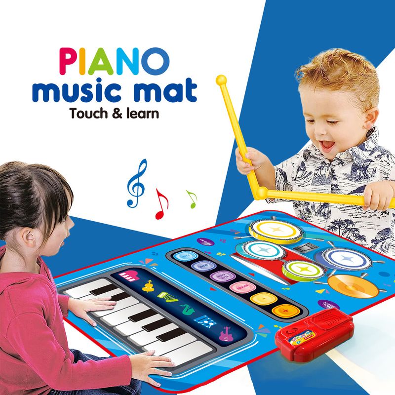 Musical Instrument Children Toys 2 In 1 Multifunctional Piano Keyboard And Drum Play Mat Education Toy Kids Christmas Gi_voghion.com