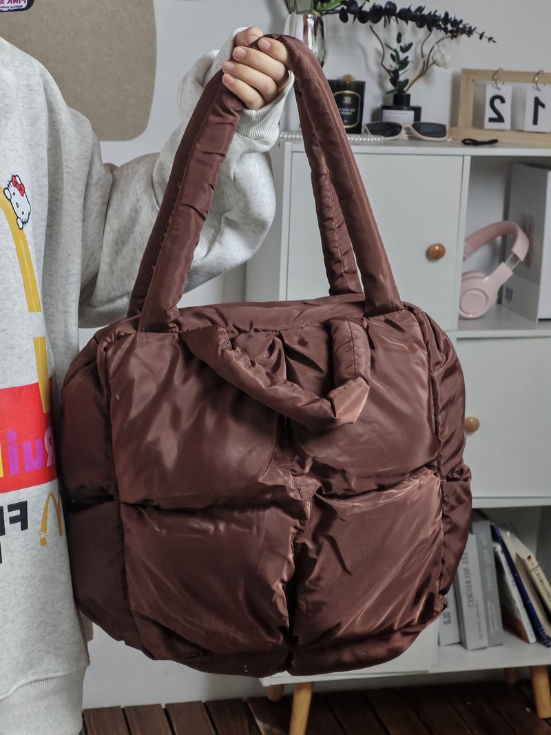 Borsa tote di alta qualità a forma di diamante, morbida in cotone, grande capacità, per donna, 2024, nuova borsa a tracolla versatile sottobraccio per autunno e inverno_voghion.com
