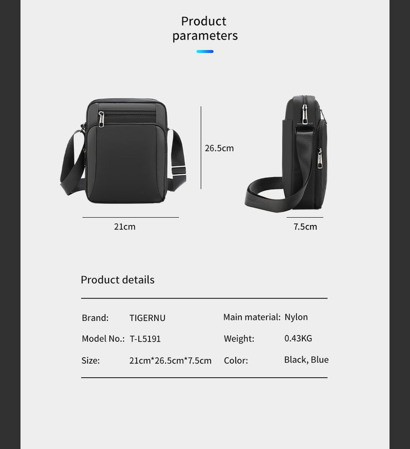 Borsa a tracolla vintage impermeabile Tigernu, antiurto, adatta per iPad da 9,7", marsupio da uomo_voghion.com