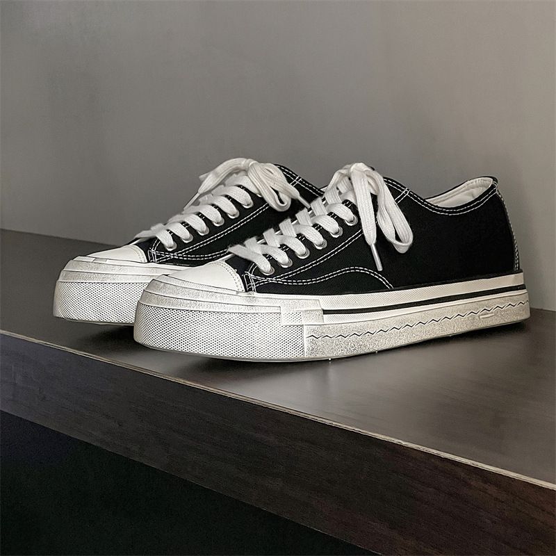 Scarpe da uomo nuove, alla moda, di nicchia, versatili, estive, con testa grande, vecchie, vulcanizzate, basse, in tela con rialzo per l'altezza_voghion.com