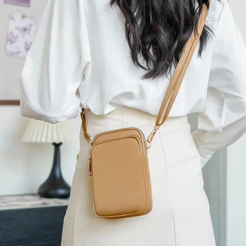 Multi-purpose Waterproof Wear-resistant Large Capacity Crossbody Womens Multi-layer Zipper Neck Shoulder Mobile Phone_voghion.com
