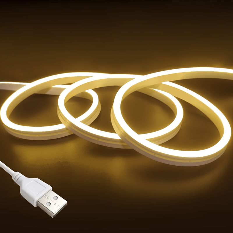 Tira de luces LED de neón con sensor de movimiento, interruptor regulable, IP68, resistente al agua, para bricolaje, 5 V, USB, flexible, para decoración de habitaciones_voghion.com
