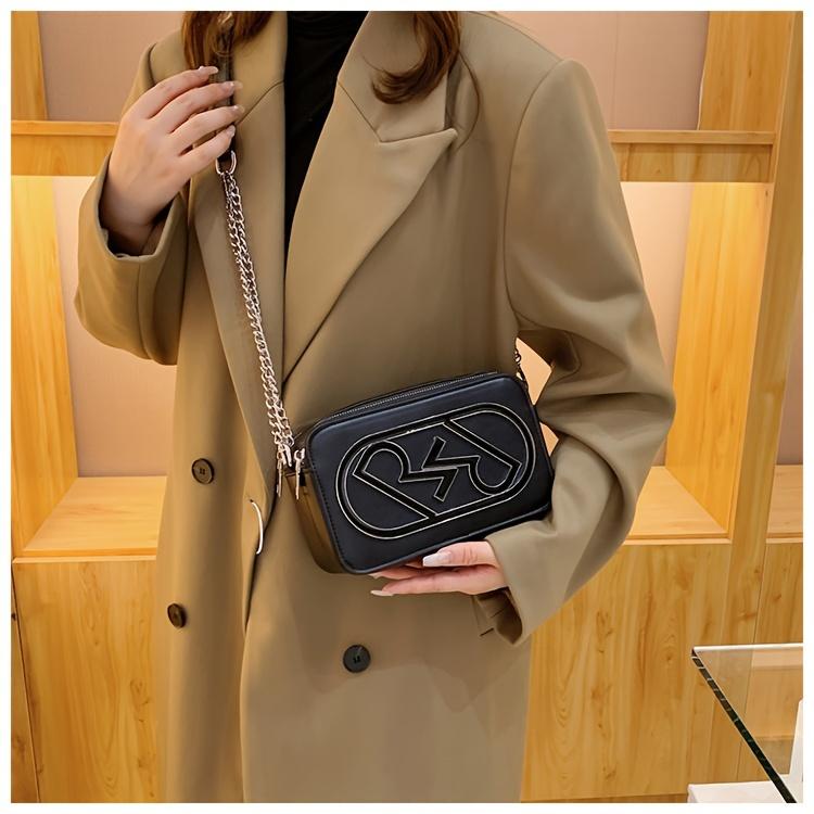 Niche Design Crossbody Trendy Camera Shoulder Bag, Letter Decor Square Bag & Purse_voghion.com