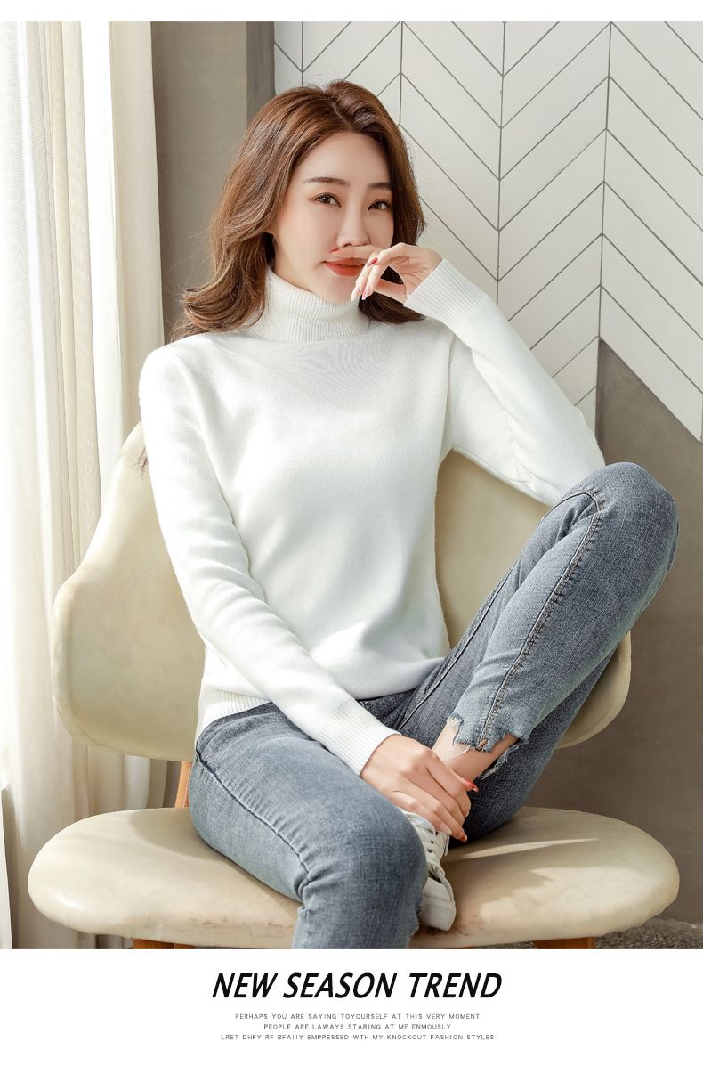 Women's Fleece-Lined High Neck Sweater - Warm Winter Knit Pullover With Soft Thermal Fabric, Cozy Casual Turtleneck Top For Cold Weather_voghion.com