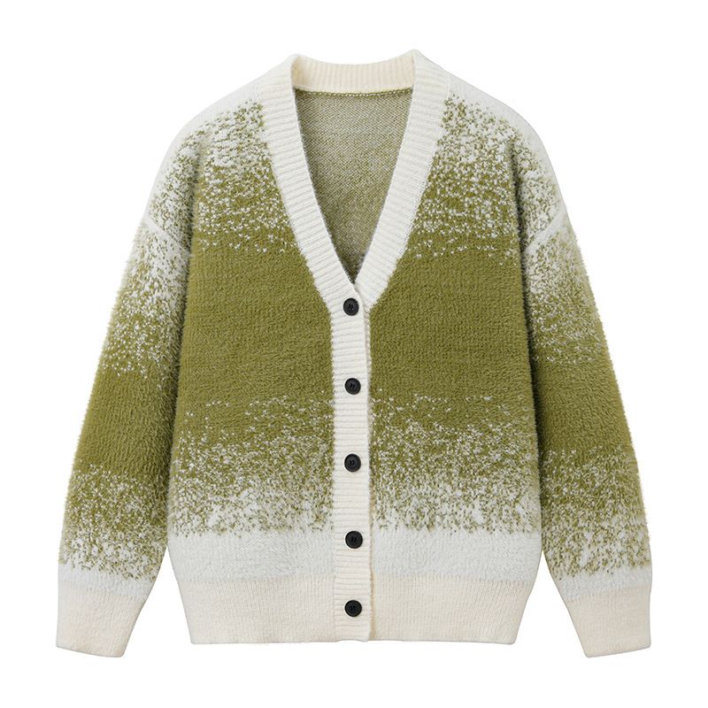 American Retro Cardigan Sweater Men's Autumn And Winter Heavyweight Quality Warm Color-Blocking Cool Knitted Sweater Jac_voghion.com