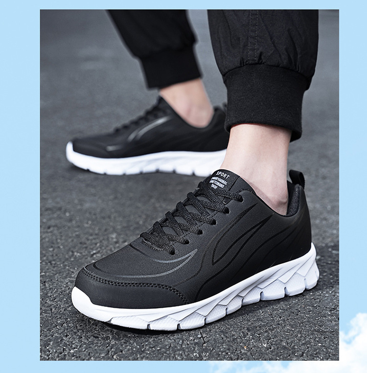 Miesten ulkoilukengät nahkaiset matalat klassiset mustat urheilukengät nauhalliset skeittikengät kävelyyn valkoiset vapaa-ajan juoksukengät_voghion.com