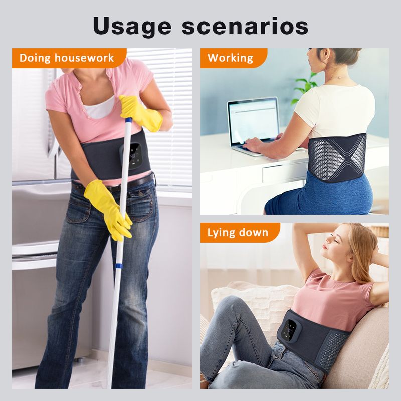 Graphene Taille Massager Elektrische Heizung Gürtel Vibration Heiße Kompresse Therapie Physiotherapie Lendenwirbelsäule Zurück Unterstützung Brace_voghion.com