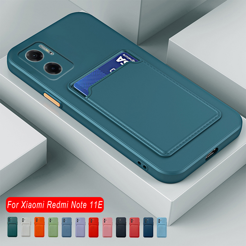 for Xiaomi redmi Note 11E case card slot wallet square bumper soft silicone back covers readmi redmy red mi note11e note_voghion.com