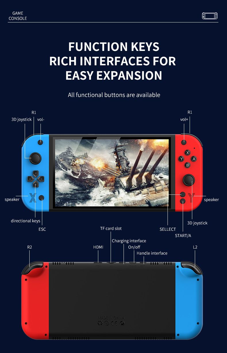 Video Game Consoles New G90 Handheld Game Console TV Home Arcade HD PSPPS1 Deck Handheld Steamdeck Handheld_voghion.com