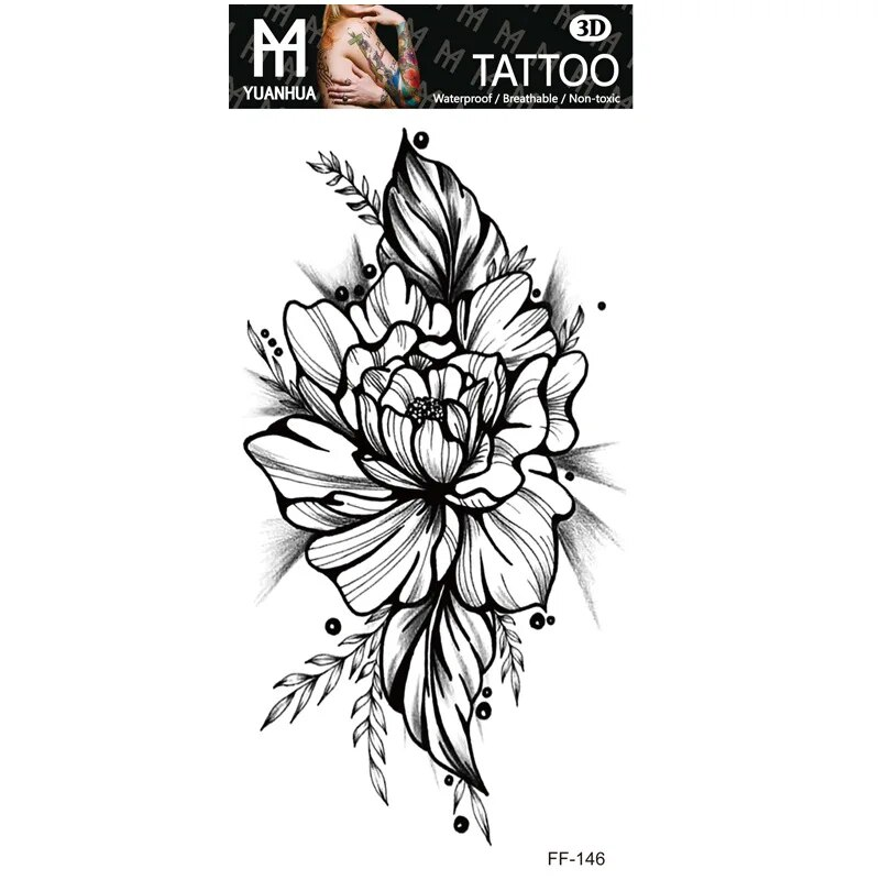 Tatuagem falsa temporária à prova d'água, braço masculino, feminino, cabeça de lobo humano, totem, texto árabe, descartáveis, adesivos falsos, femininos_voghion.com