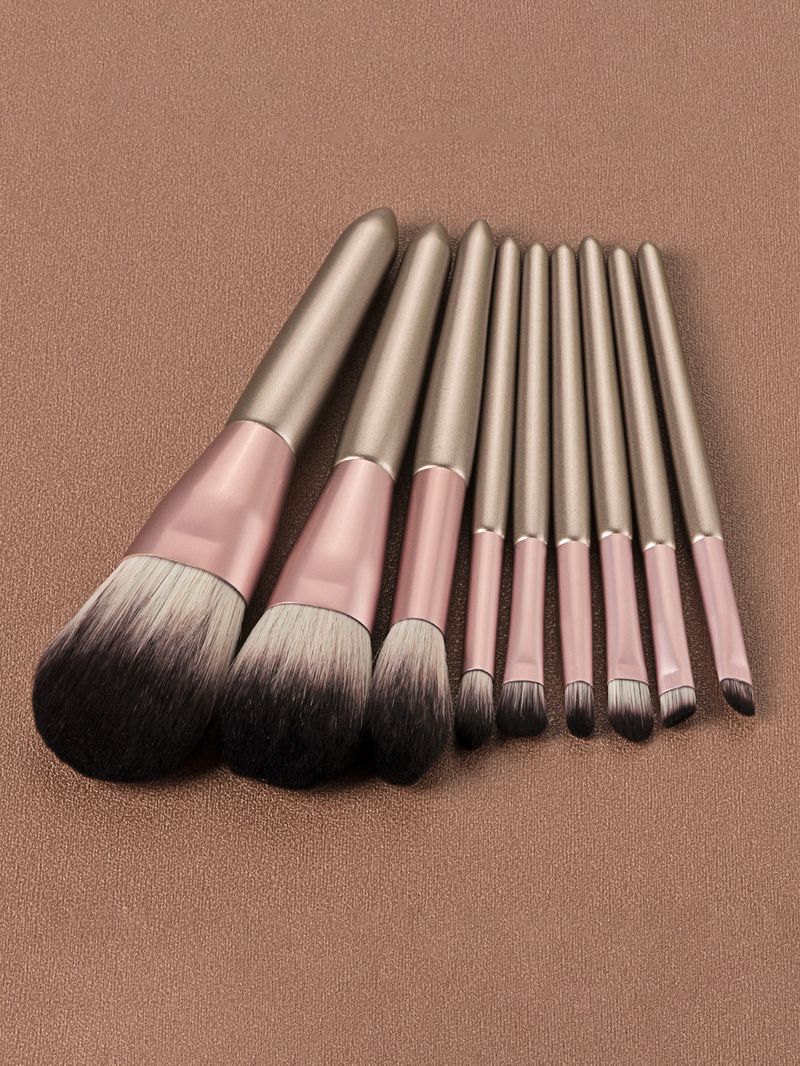 9-teiliges braunes Qualitäts-Make-up-Pinsel-Set_voghion.com