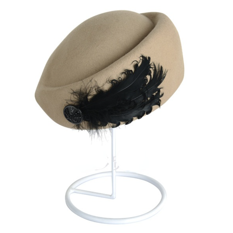 Cappello da donna in vendita calda, moda, nobildonna, vintage, cappello in feltro di lana, donna, elegante, basco, piume, hostess, cappelli da chiesa, signore_voghion.com