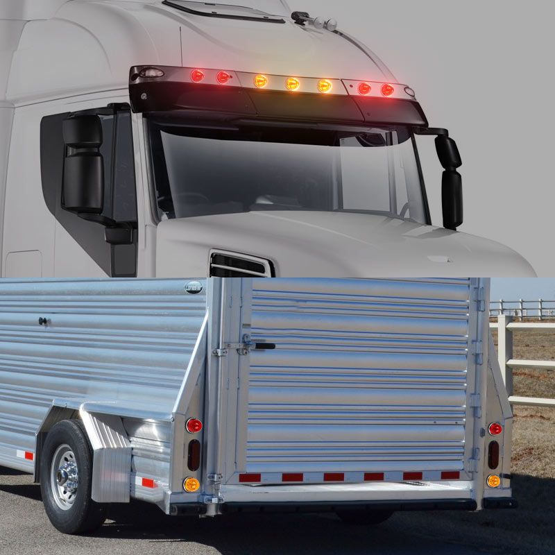 17 LED Trailer Watermelon Side Marker Low Turn Signal High Mount Brake Light For Truck Bus Lorry Van 12V_voghion.com