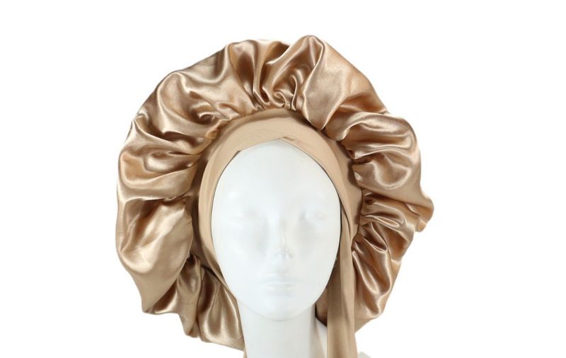 Women's double layer silk sleeping hat double sided wearable satin headscarf hat bow tie pullover hat enlarged_voghion.com