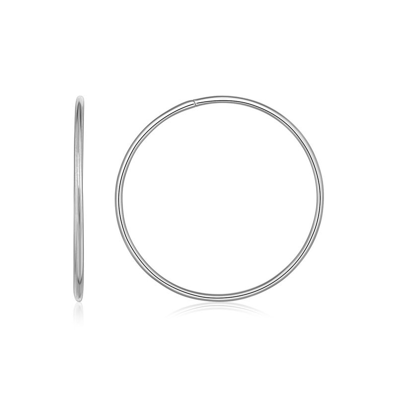 Endless Hoop Style Earrings in 14k White Gold(1.2x30mm)_voghion.com
