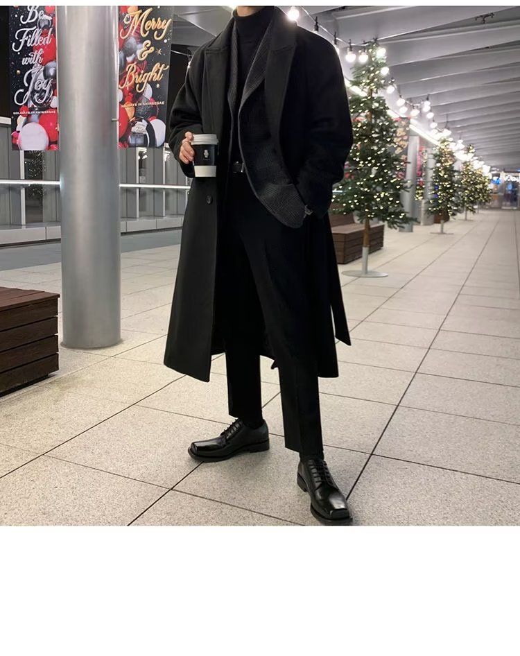 Men’s Double-Layer Wool Overcoat – Korean Style Long Trench Coat With Premium Feel_voghion.com