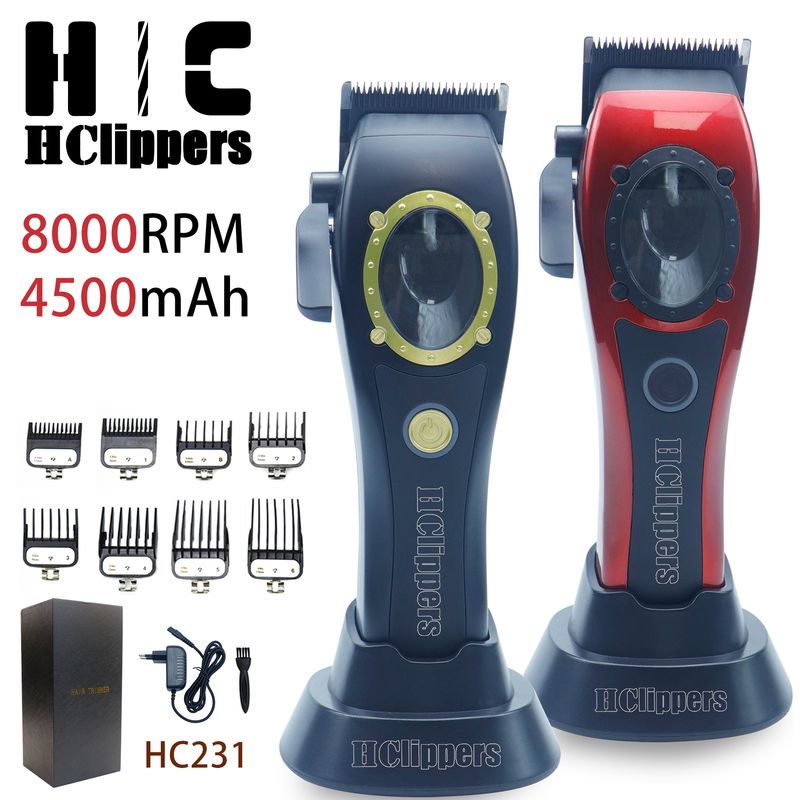 HClippers HC231 Máquina de cortar cabelo elétrica profissional masculina com 8000 RPM, bateria de grande capacidade de 4500 mAh, aparador de pelos para barbeiro_voghion.com