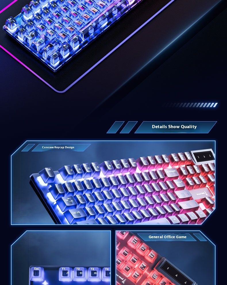 Great Wall 18 Kablolu Klavye Aydınlatmalı Gerçek Robotik Kol Sensörü Lenovo HP Oyun Masaüstü Dizüstü Bilgisayarı İçin_voghion.com