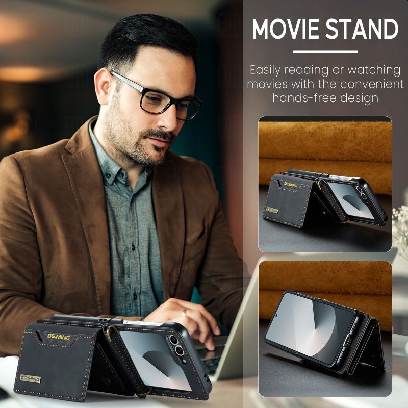 Compatible for Galaxy Z Flip 6/ 5/ 4/ 3, Boasting a Tri-Fold Design Card Holder for Convenient Daily Carriage of Credit Cards and Cash_voghion.com