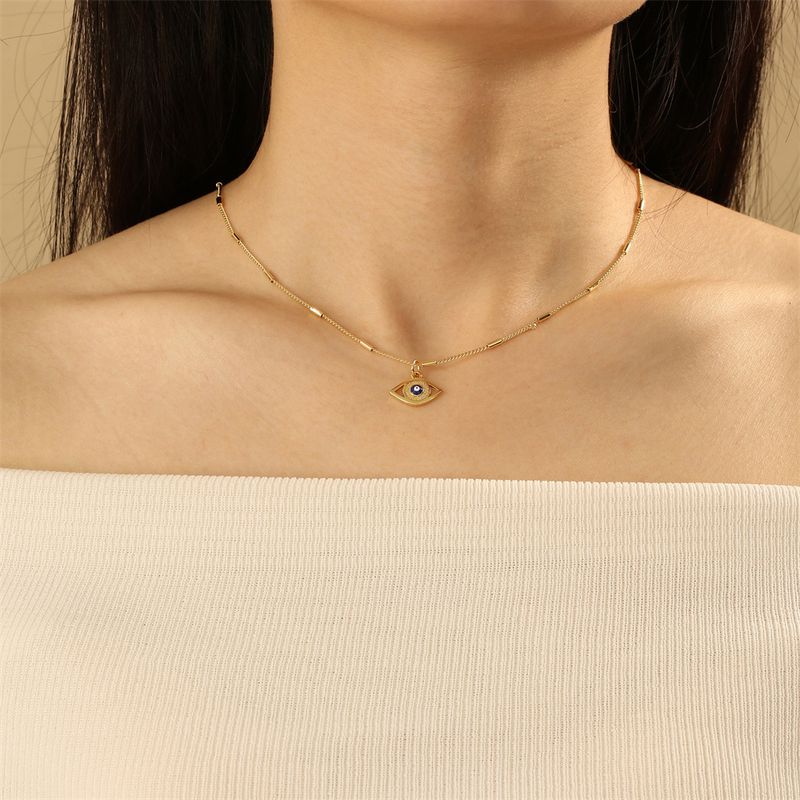Collana con ciondolo "Diavolo" per donna, unica e alla moda, con catena in rame per clavicola e gocce di olio per gli occhi._voghion.com