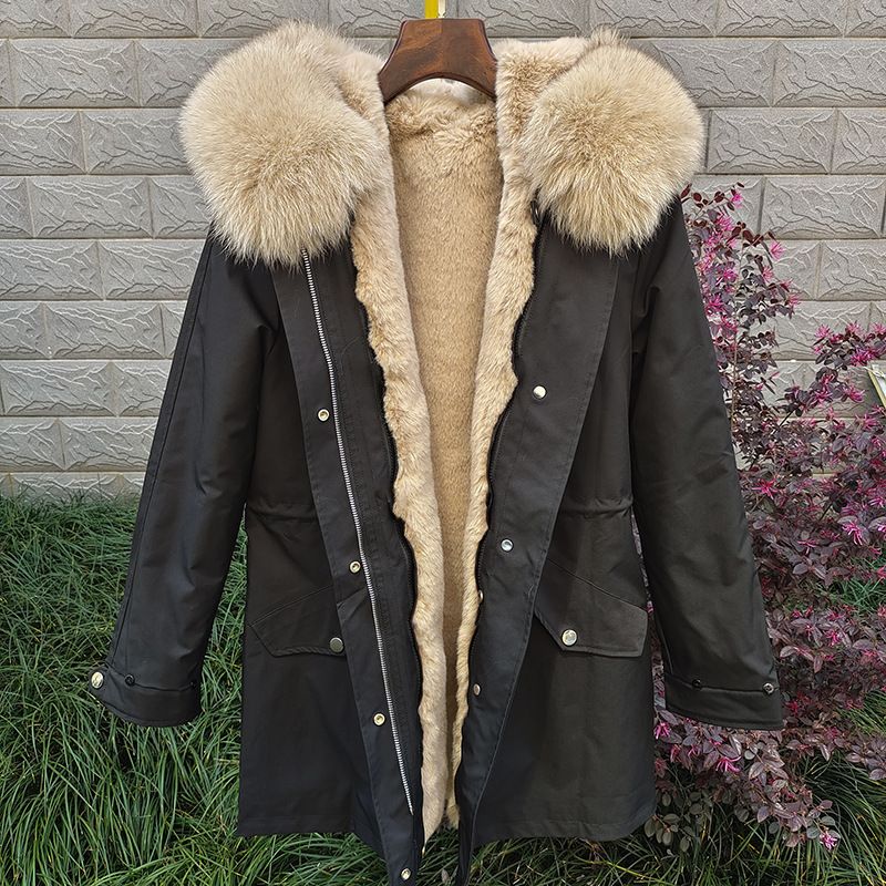 Abbigliamento da donna Nuovo inverno Parka da donna di media lunghezza Fodera in pelliccia rimovibile Collo in pelliccia Cappotto in pelliccia_voghion.com