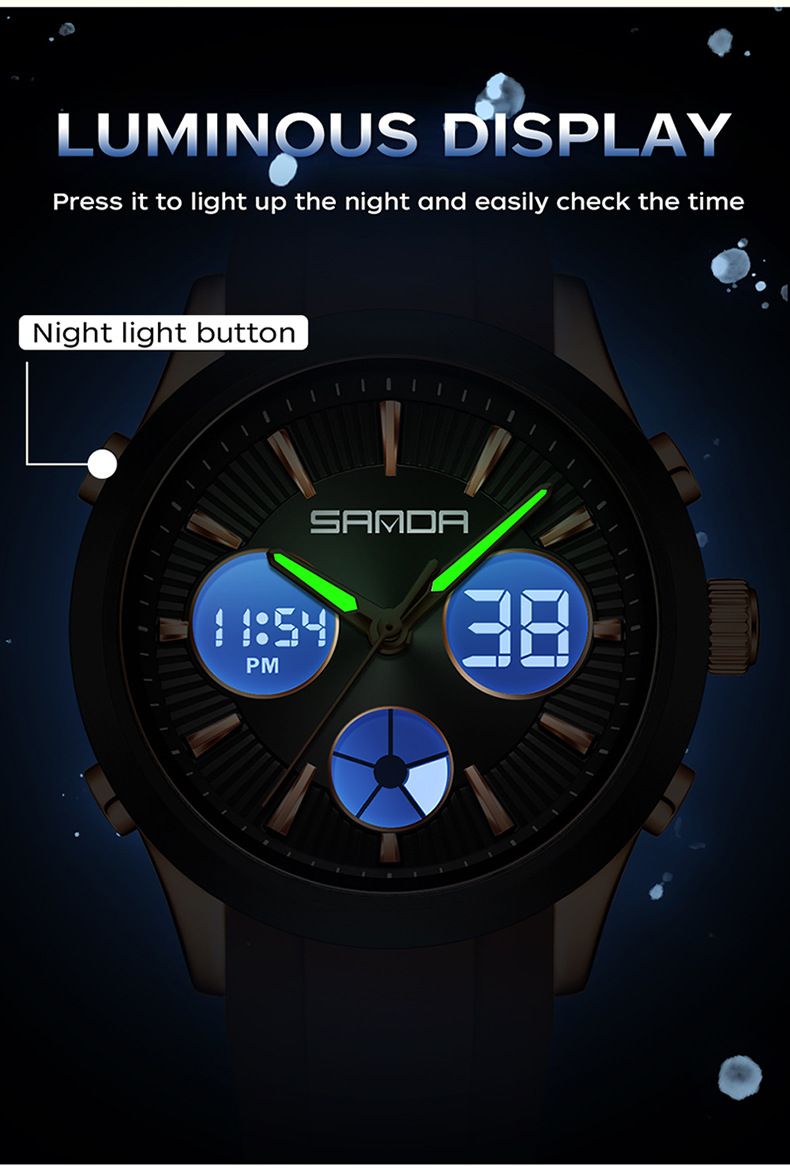 Men's And Women's Sport Watch With Dual Display, Waterproof, Night Light, Multifunctional Digital Analog Watch For Swimming, Running, And Daily Wear_voghion.com