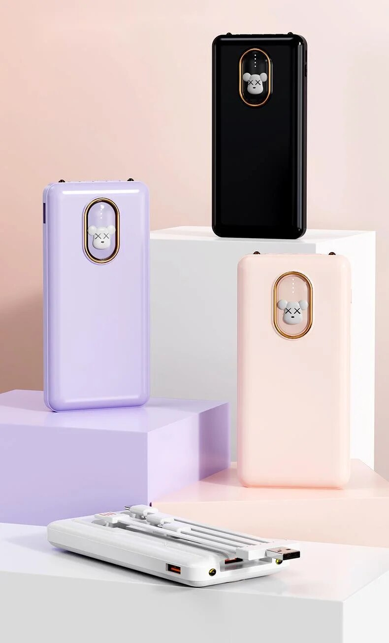 Cue Pe Large Capaciy Comes wih Cable Bank 20000mAh Fas Charging Porable and Compac Mobile Power Supply_voghion.com