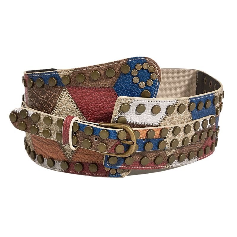 Cintura elastica con rivetti vintage HOT per corsetto, ampia fascia elastica per donna, cintura da abito, cintura da designer per donna, accessorio Y2K_voghion.com