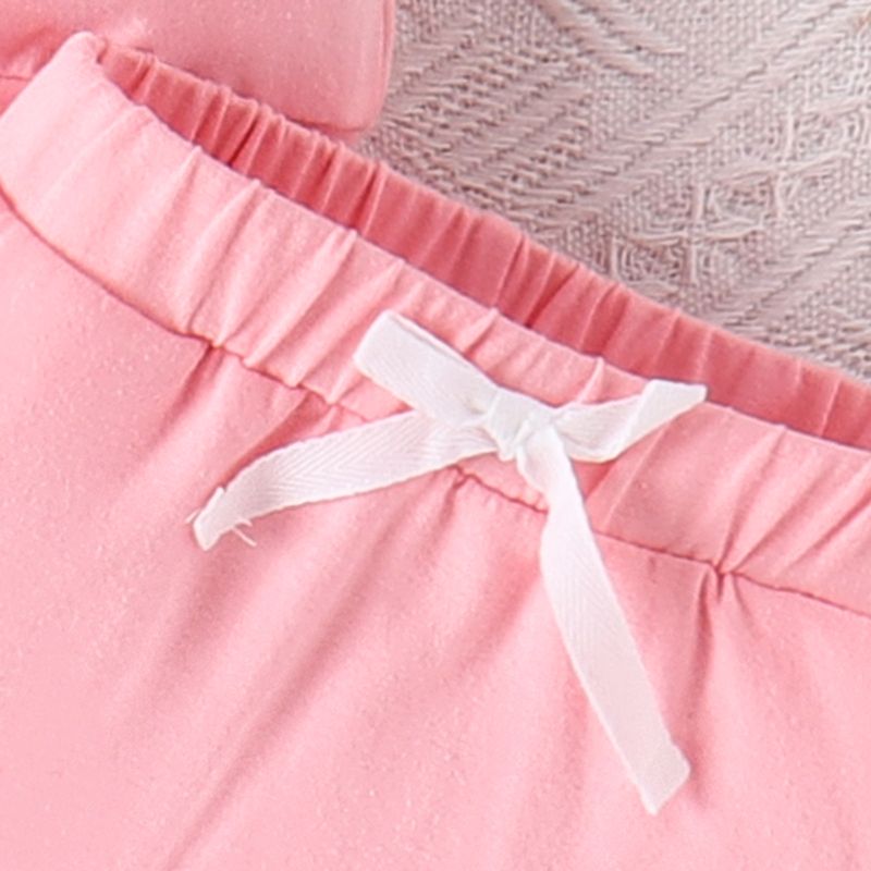 Vestito estivo per bambine, con lettere e fiori ricamati, a maniche corte, in tinta unita, con pantaloncini, per ragazze_voghion.com
