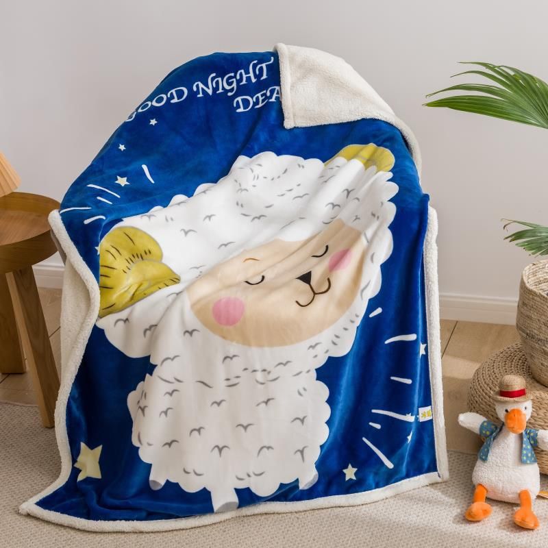 Couverture en peluche d'agneau pour bébé et enfant, nouvelle couverture polaire simple et double couche en polaire de dessin animé 2024_voghion.com