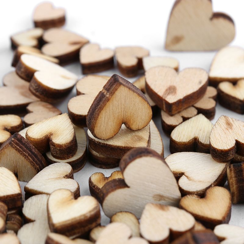 100Pcs/Pack Mixed 4 Sizes 6/8/10/12mm Cute Love Heart Shape Wedding Table Scatter Decor Rustic Wooden Wedding Decoration Buttons_voghion.com