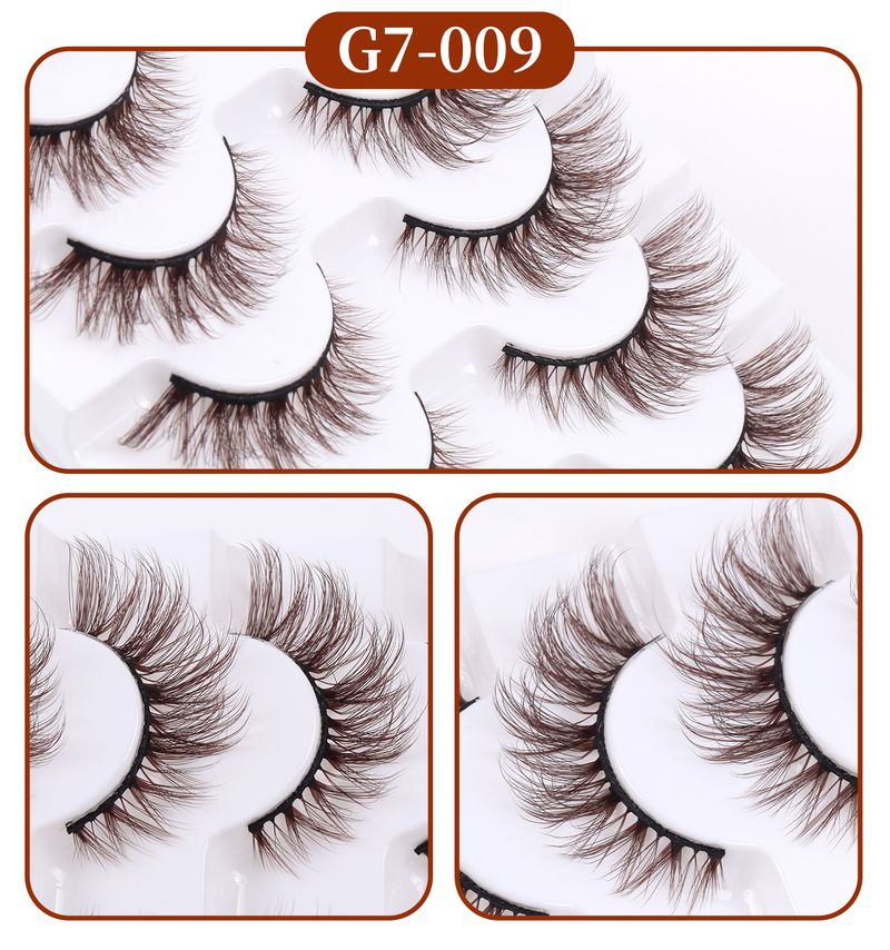 7-Paar-Set braune künstliche Wimpern, dreidimensional und natürlich, weiche Textur, für die Bühne, personalisiert und für den täglichen Gebrauch_voghion.com