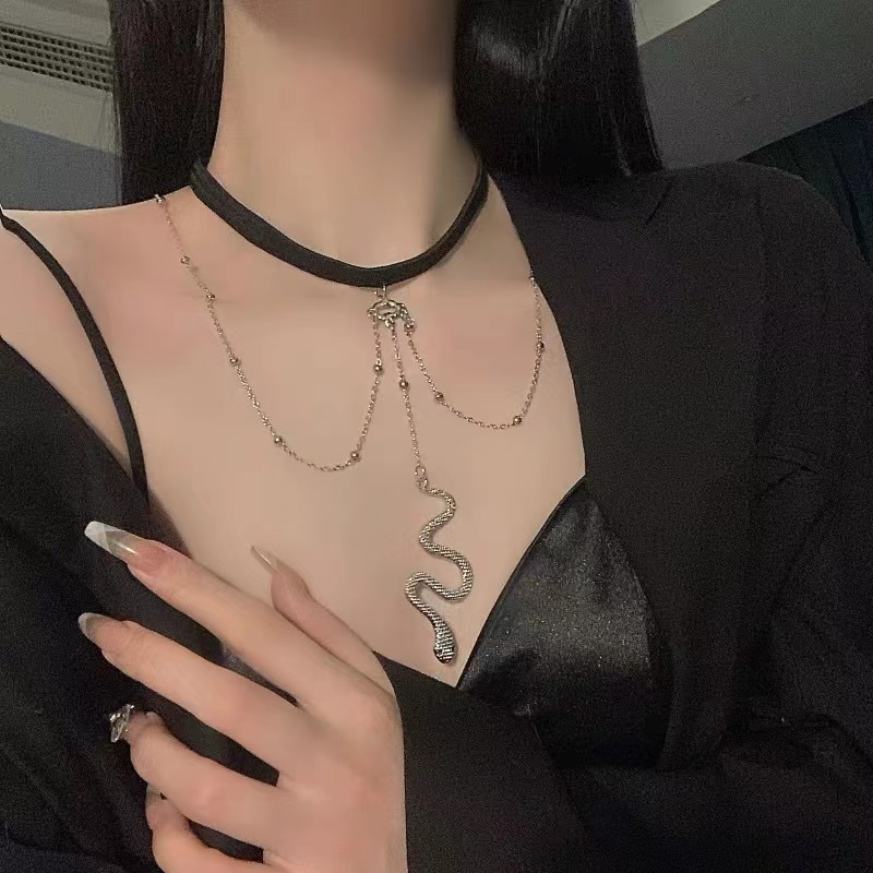 Gioielli unici a forma di serpente, sexy, da spiaggia, stile da donna, con catena multistrato e nappa_voghion.com