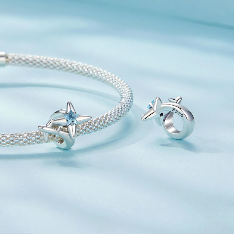 Uçak Yıldız Patlaması Charm Sterling Gümüş Charm,SCC2947_voghion.com