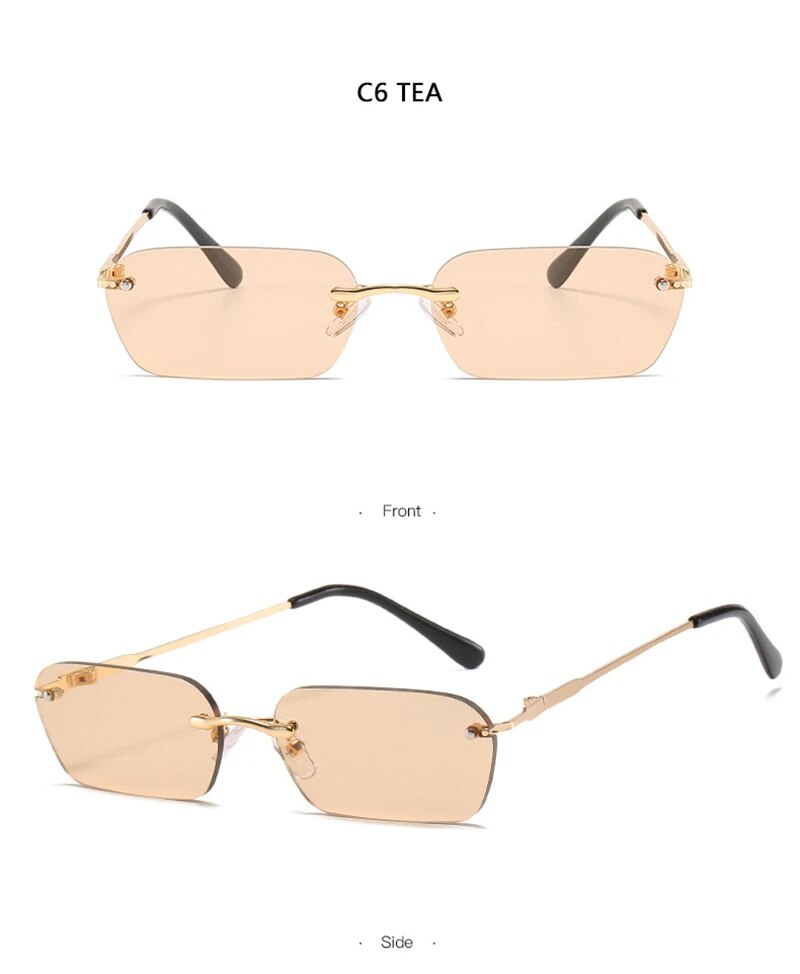 Nouveautés Lunettes de soleil sans monture à la mode pour hommes et femmes Lunettes de soleil classiques légères pour hommes Lunettes rectangulaires sans cadre UV400_voghion.com