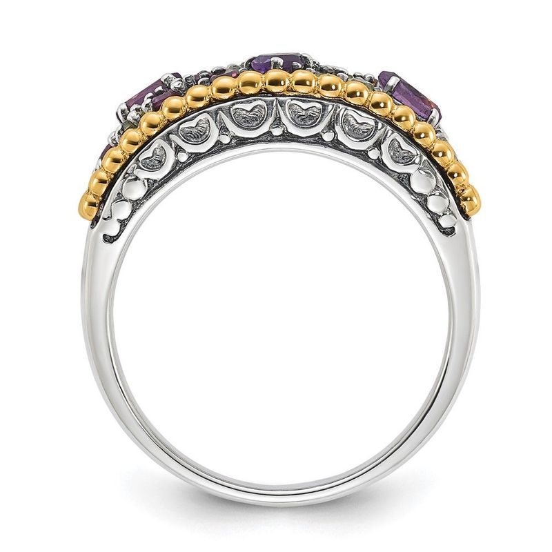 Sterling Silver W/14k Accent Multi Gemstone Ring_voghion.com