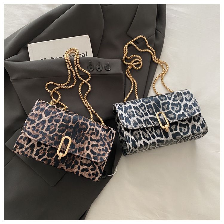 Retro Casual Handbag Leopard Print Chain Diagonal Span Small Square Bag_voghion.com