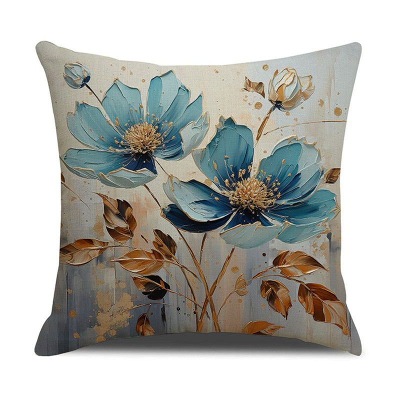 Taie d'oreiller décorative vintage en trois dimensions avec peinture à l'huile et fleurs pour salon, chambre à coucher, canapé_voghion.com
